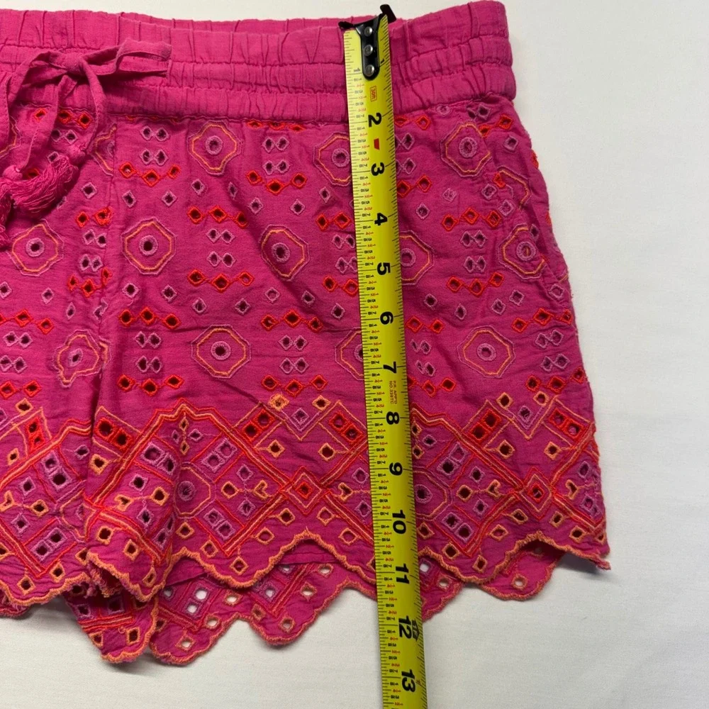 Vineyard Vines Eyelet Embroidered Pull On Shorts S Aurora Pink Scallop Hem